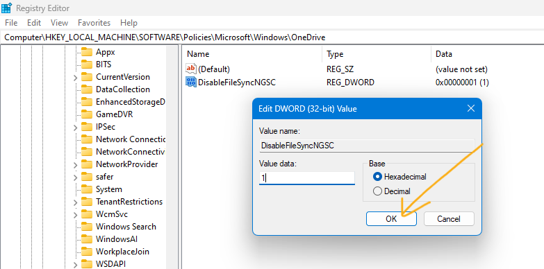 Disable OneDrive on Windows