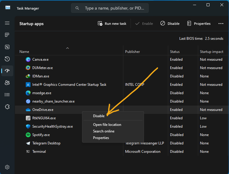 Disable OneDrive on Windows