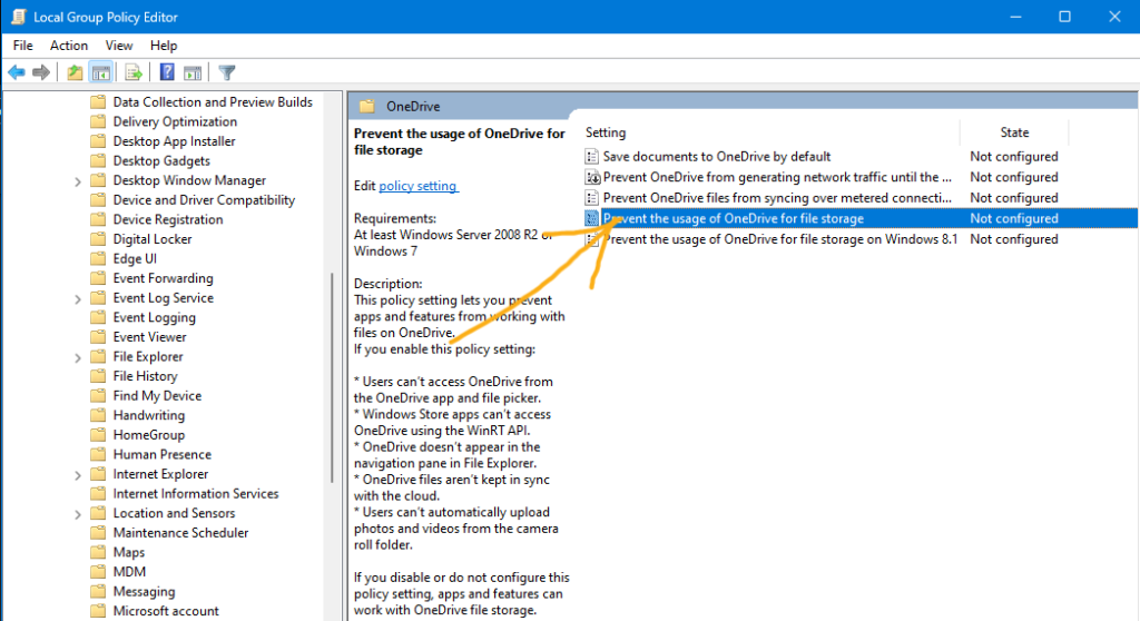 Disable OneDrive on Windows