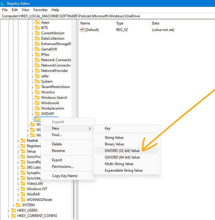 Disable OneDrive on Windows