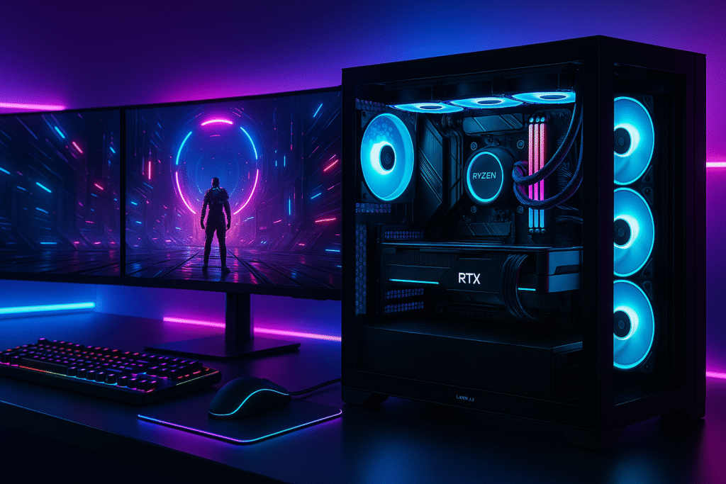 High-end 2025 gaming PC beast with RTX 5090 and Ryzen 7 9800X3D